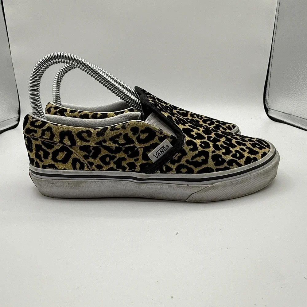 VANS CLASSIC SLIP-ON LEOPARD/BLACK SZ‎ 4 KIDS